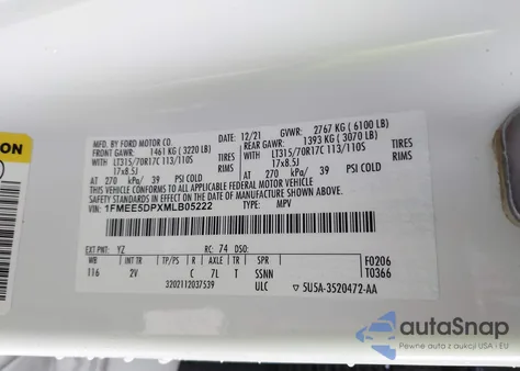 2021 Ford Bronco Outer Banks from USA, damaged, VIN 1FMEE5DPXMLB05222